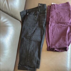 NYD purple denim cut off shorts 6 second yoga Capri cut off stretch jeans 30